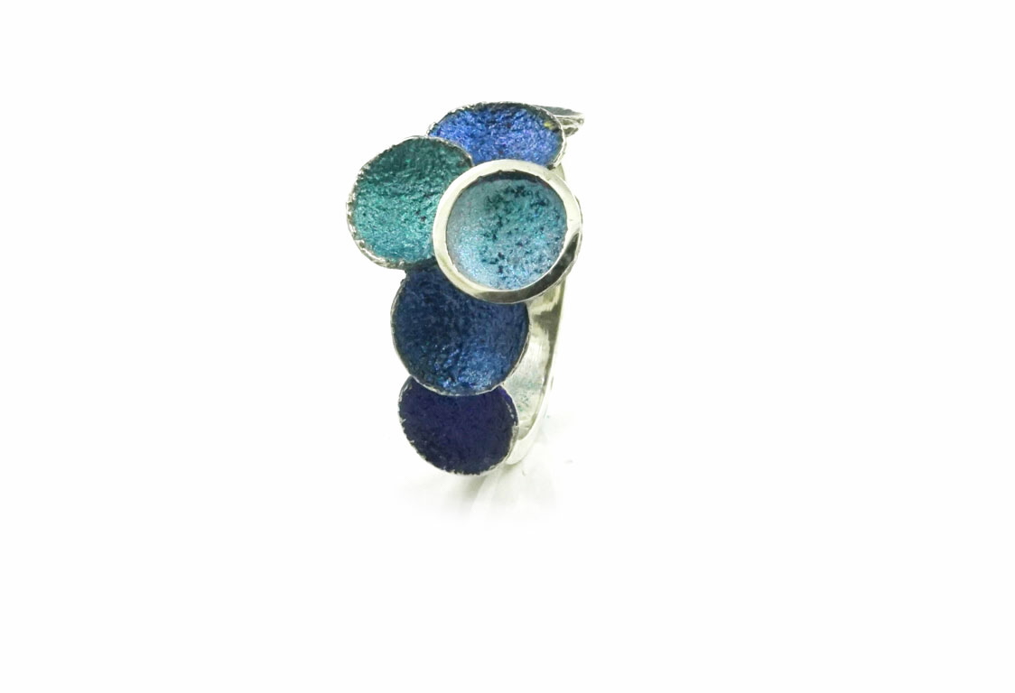 Arior - Zilveren fantasie ring, Singular blue Small Ring, Maat: 56 - 1183299XPU16