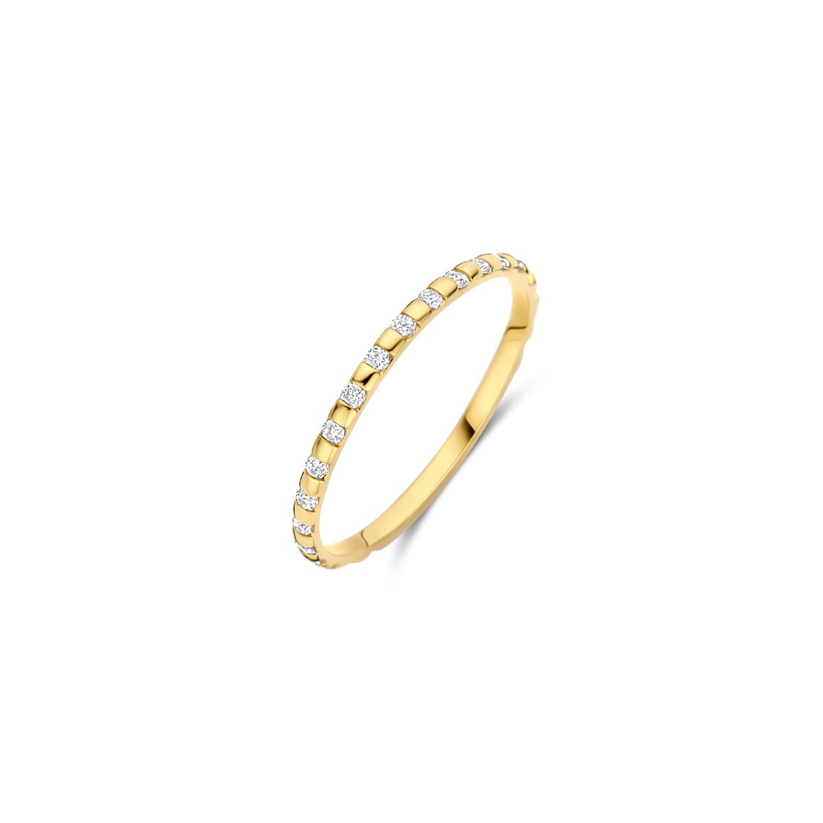 gouden Blush ring, blokjes+ zirconias mt54