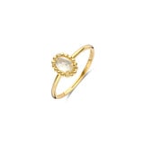 Blush geelgouden ring, ovale wit parelmoer steen