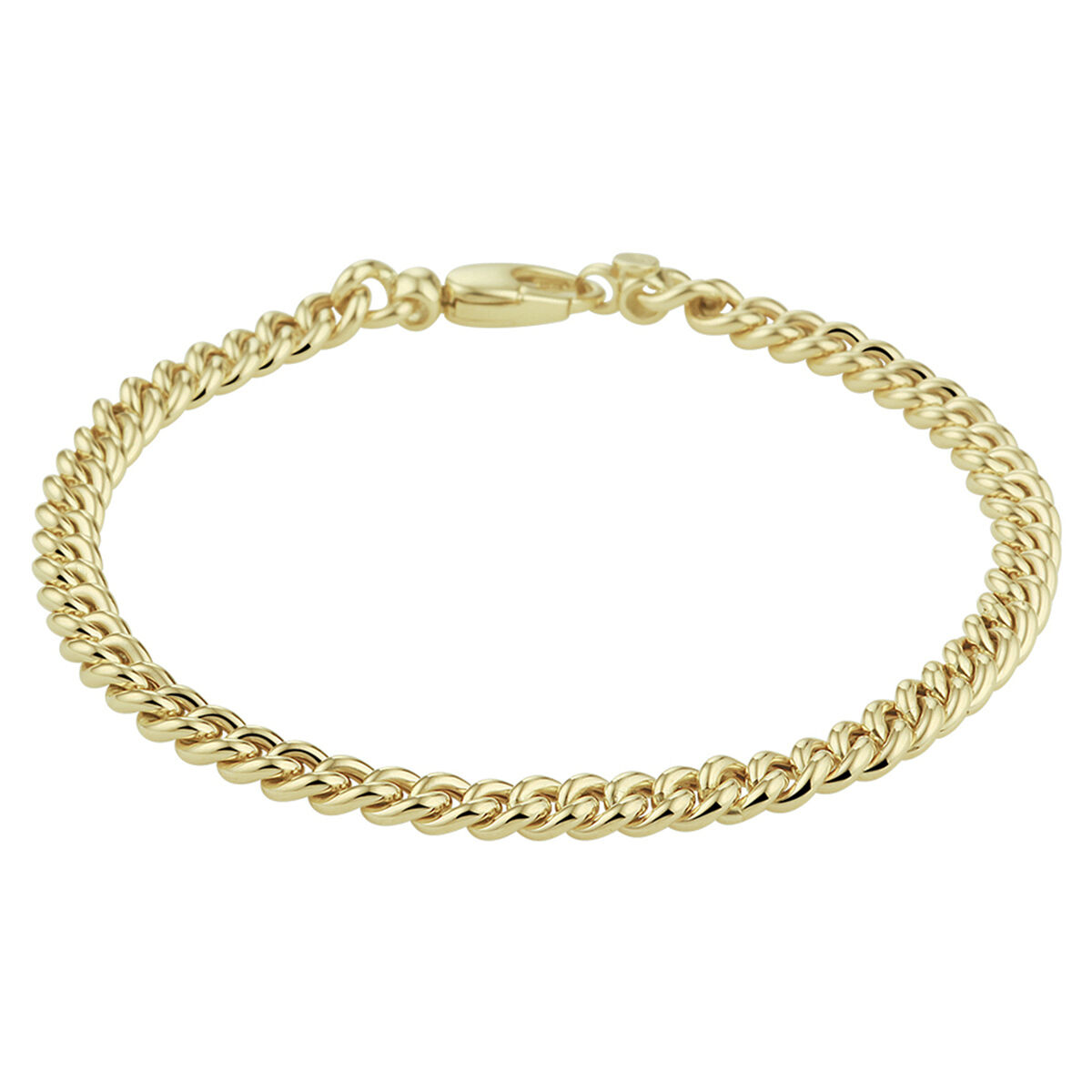 DT207A18G 14k geelgouden bolle gourmet schakel armband op 18 cm lengte