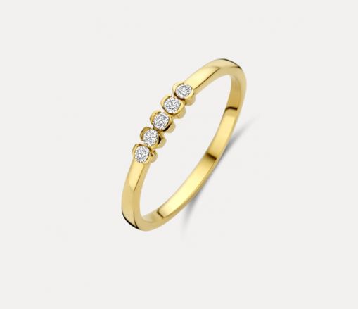 14kt gouden ring met 5 diamanten