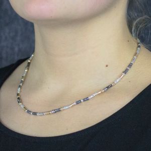 Collier zilver oxy / wit + GF 46.5 cm