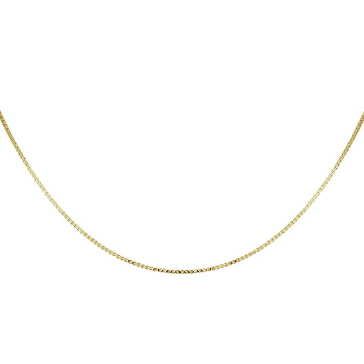 Geelgouden venetiaans collier uitgevoerd met een stevige karabijn sluiting. De schakelbreedte is 0.9mm dik en 42cm lang