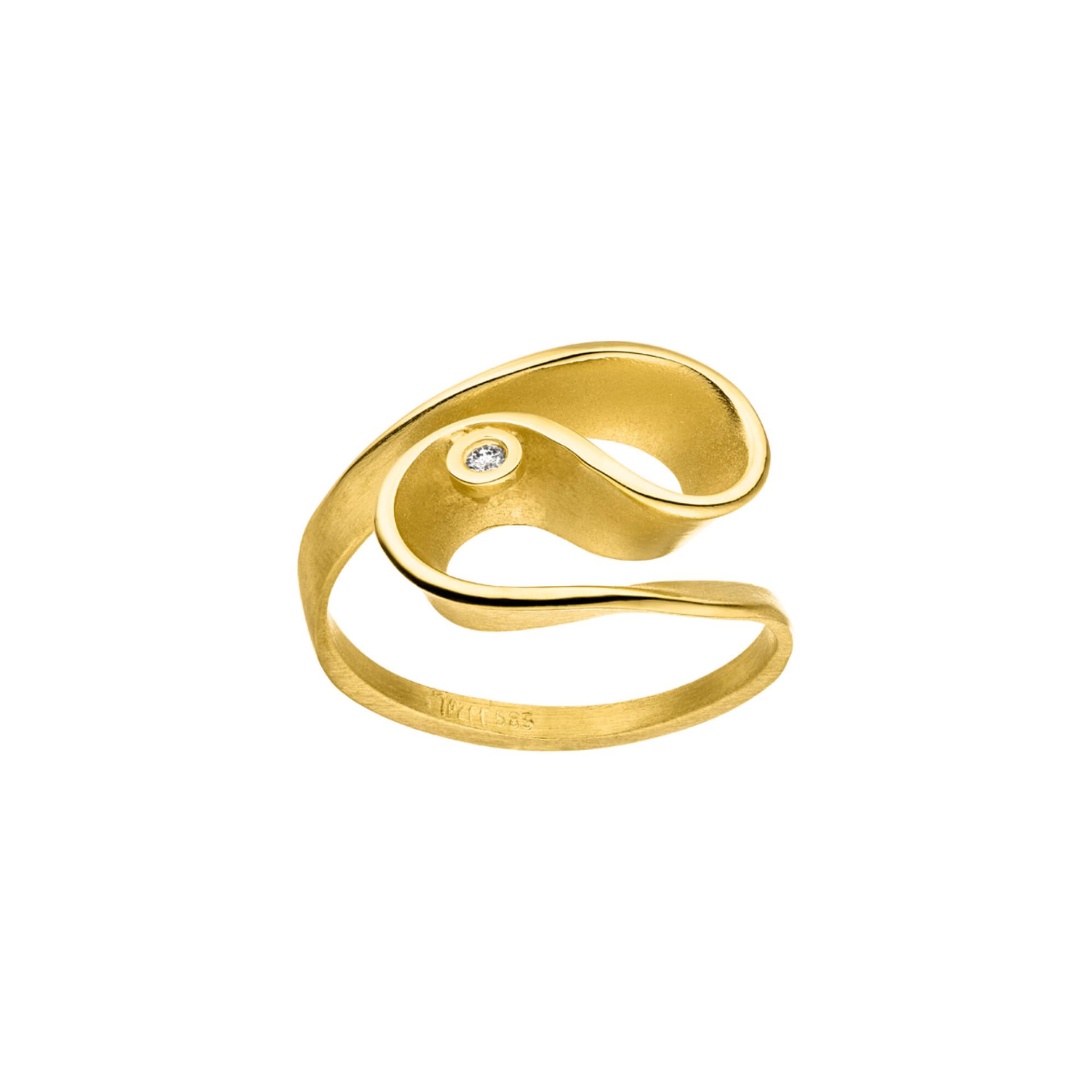 14kt gouden ring met 0.02ct diamant