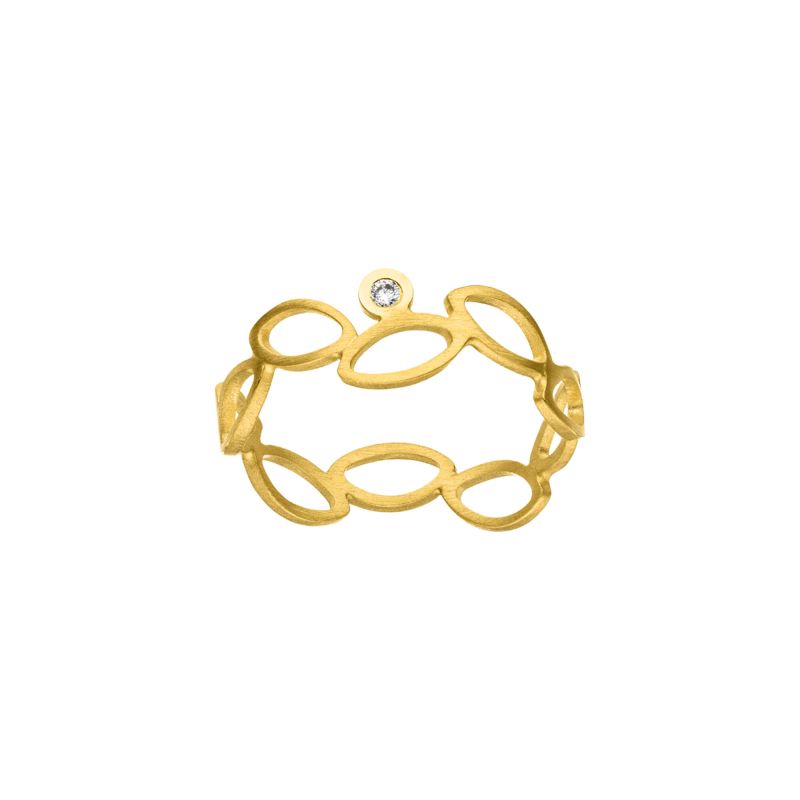 14kt gouden ring met 0.02ct diamant