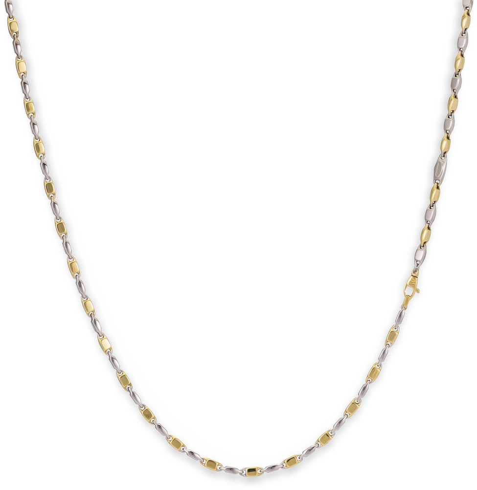 De Monzario 14krt bicolor schakel collier met modelnummer 1182-C-BIC is een verfijnde ketting van 3 mm breed en 45 cm lang, ideaal voor liefhebbers van elegante sieraden. Gemaakt van 14-karaats goud in een mix van kleuren, dit collier voegt verfijning toe aan elke outfit. Draag het als verfijnde statement piece of combineer met andere sieraden voor een chique look.