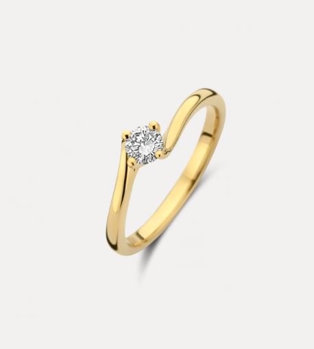 14 karaat Geel gouden ring Fluente diamant 0.18crt