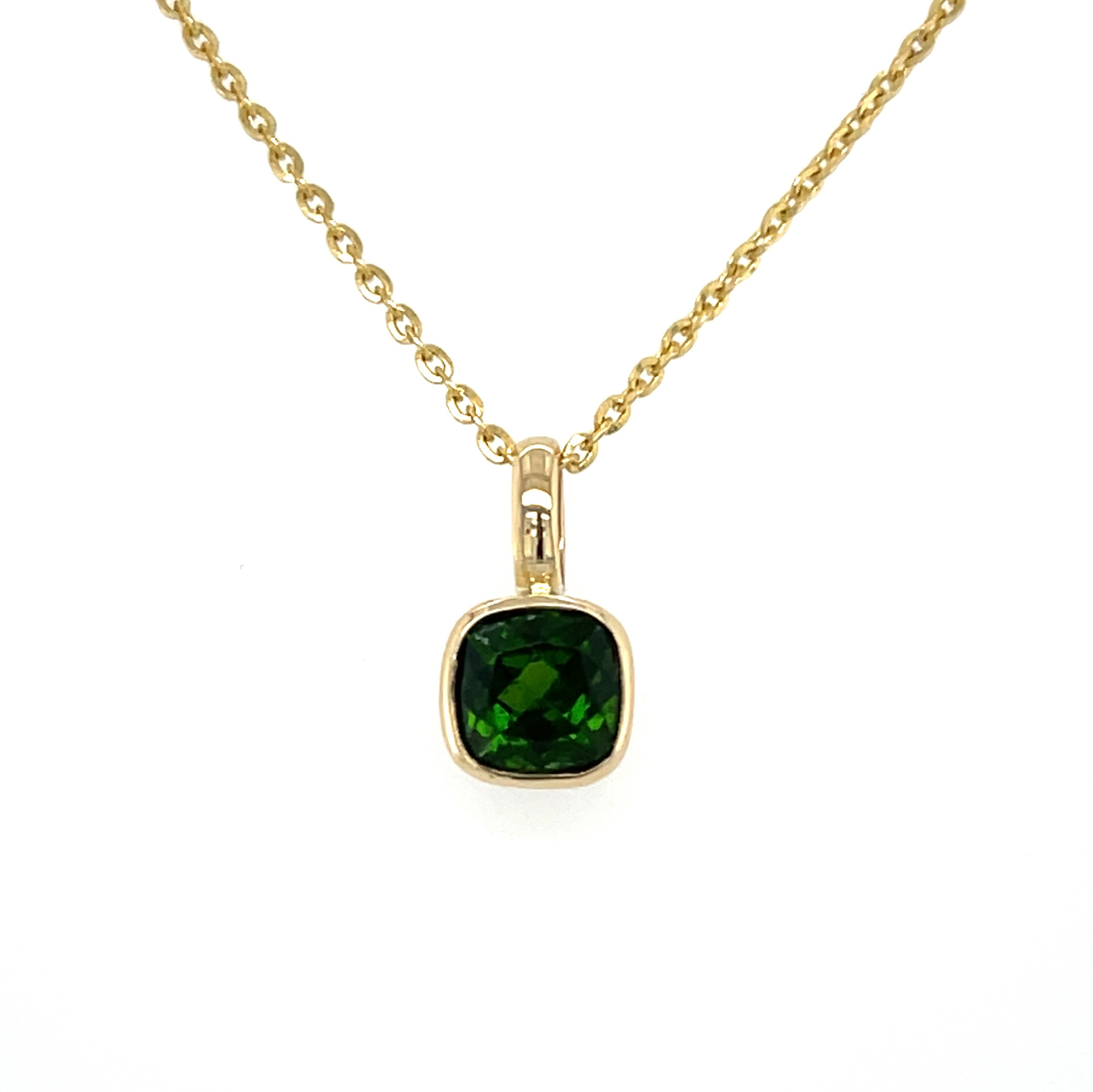 Hanger geelgoud met chroomdiopside PG345