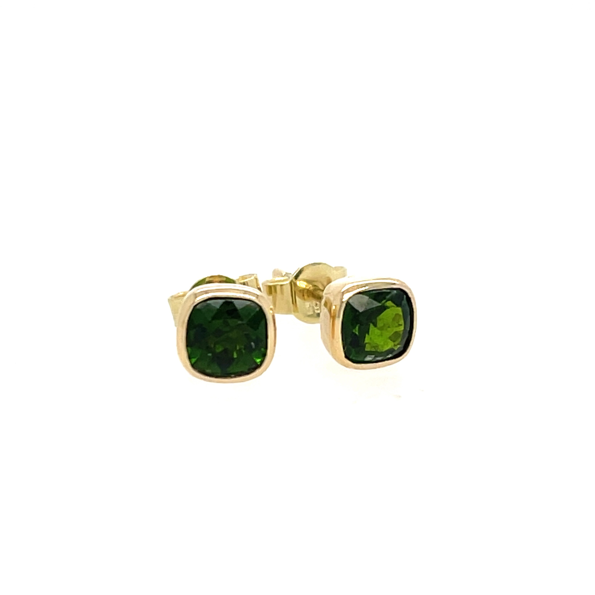 14kt Gouden oorstekers met Chroomdiopside
