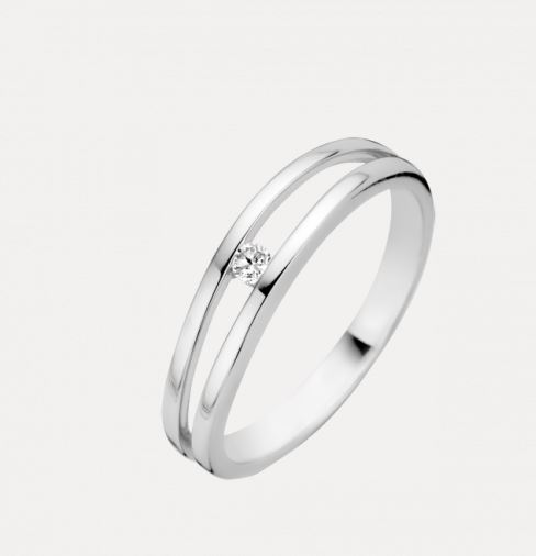 14kt witgouden ring met diamant