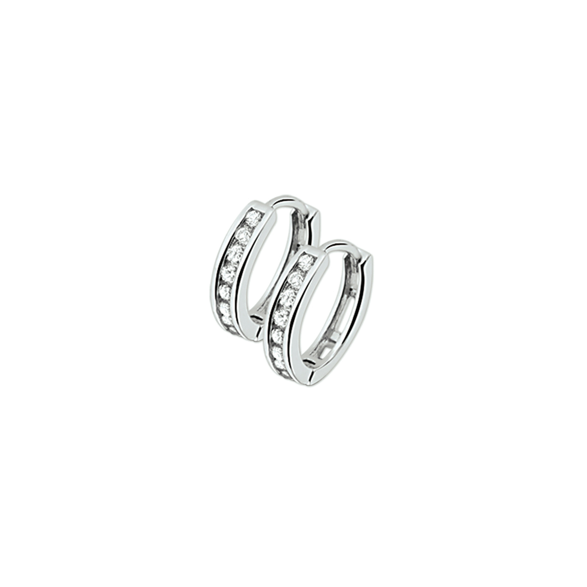 zilveren oorringen, rails zirconias 12.5x2.5mm 