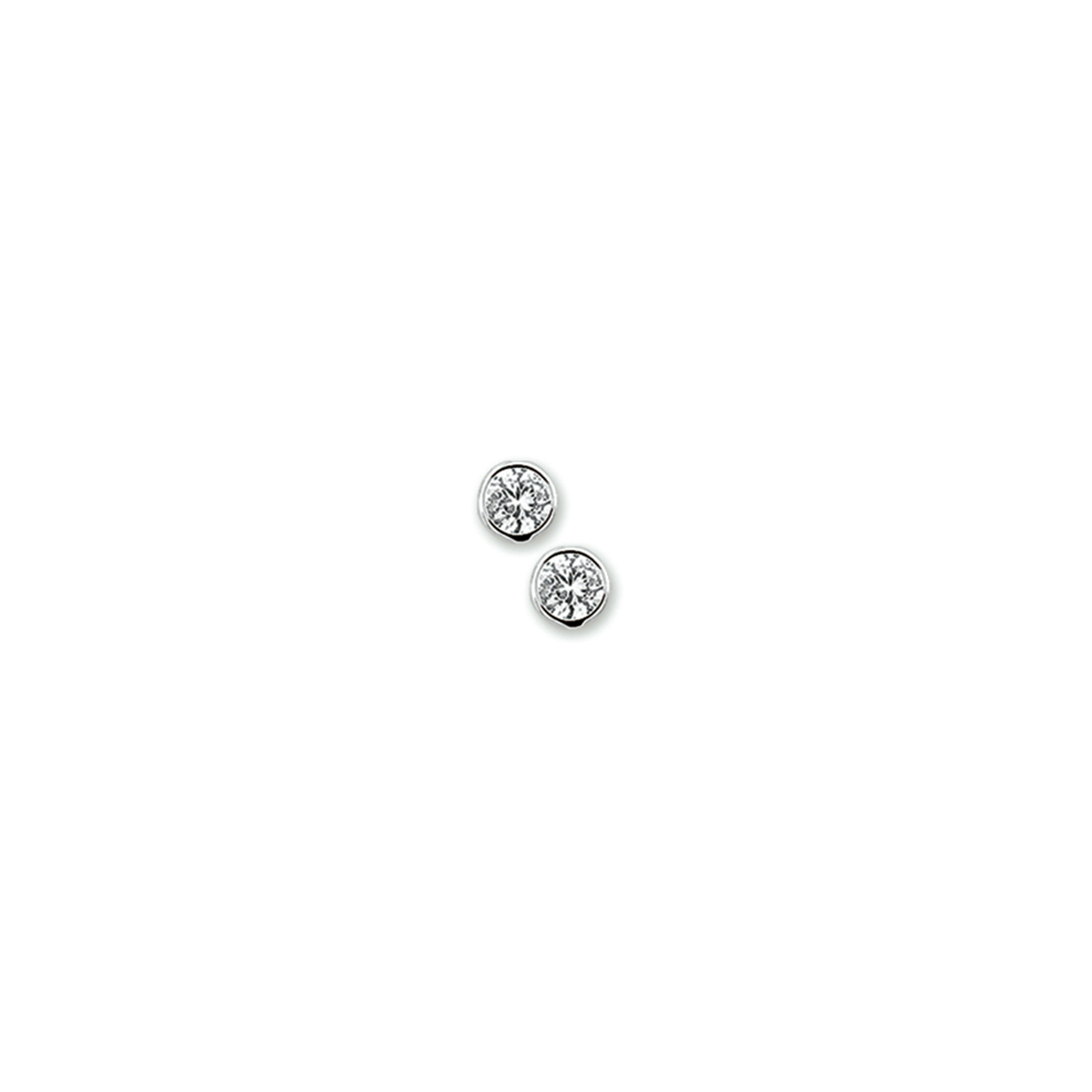 Zilver gerhodineerd oorknop zirkonia