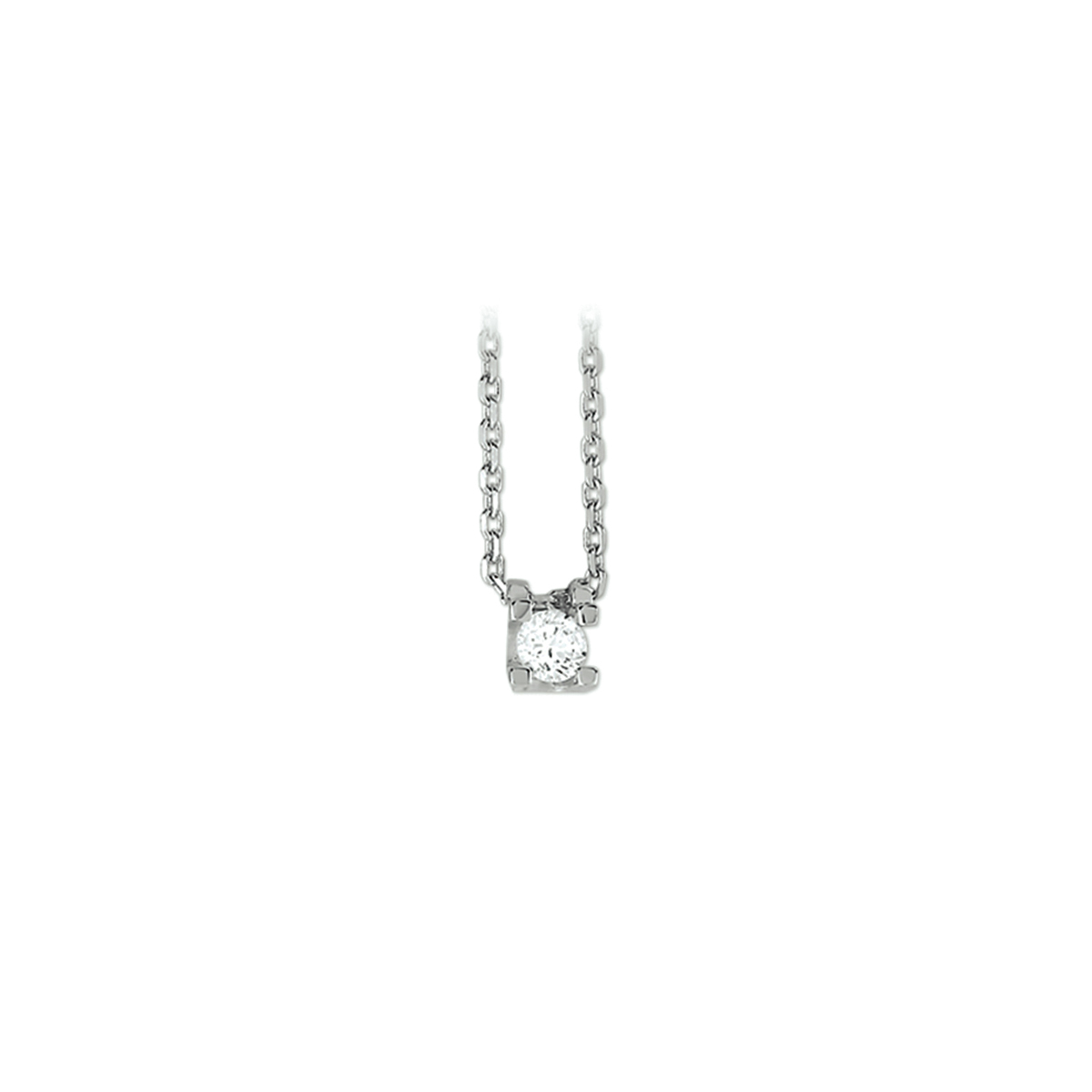 zilveren collier, anker+ 4poot met zirconia