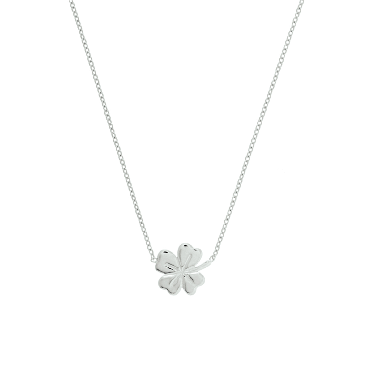 Zilver gerhodineerd collier klaver 40-45 cm