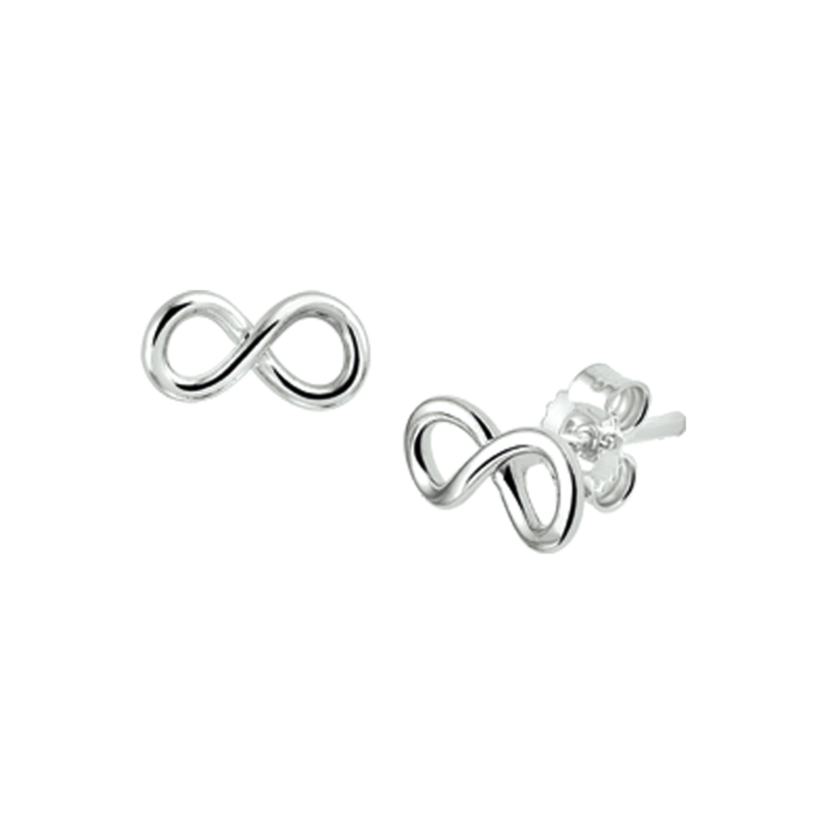 Zilver gerhodineerd oorknoppen infinity