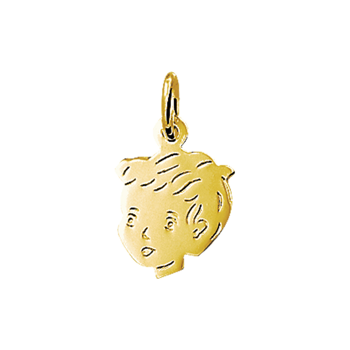gouden hanger, kinderhoofd jongen 15x11mm