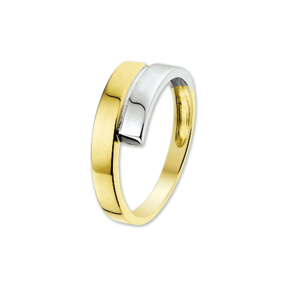 Bicolor wit- en geelgouden ring met een poli afwerking.
Doelgroep: dames
Ringmaat: 17.50 mm (55)
Breedte: 6 mm