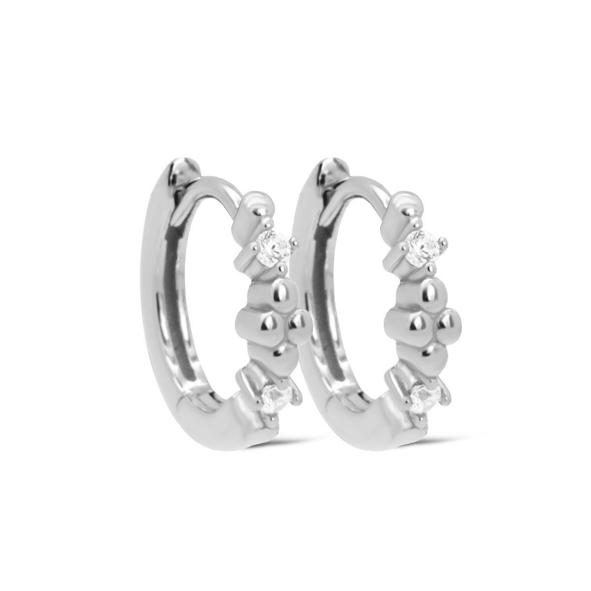 Karma Plain Hinged Hoops ELSAA Dots Silver 14MM