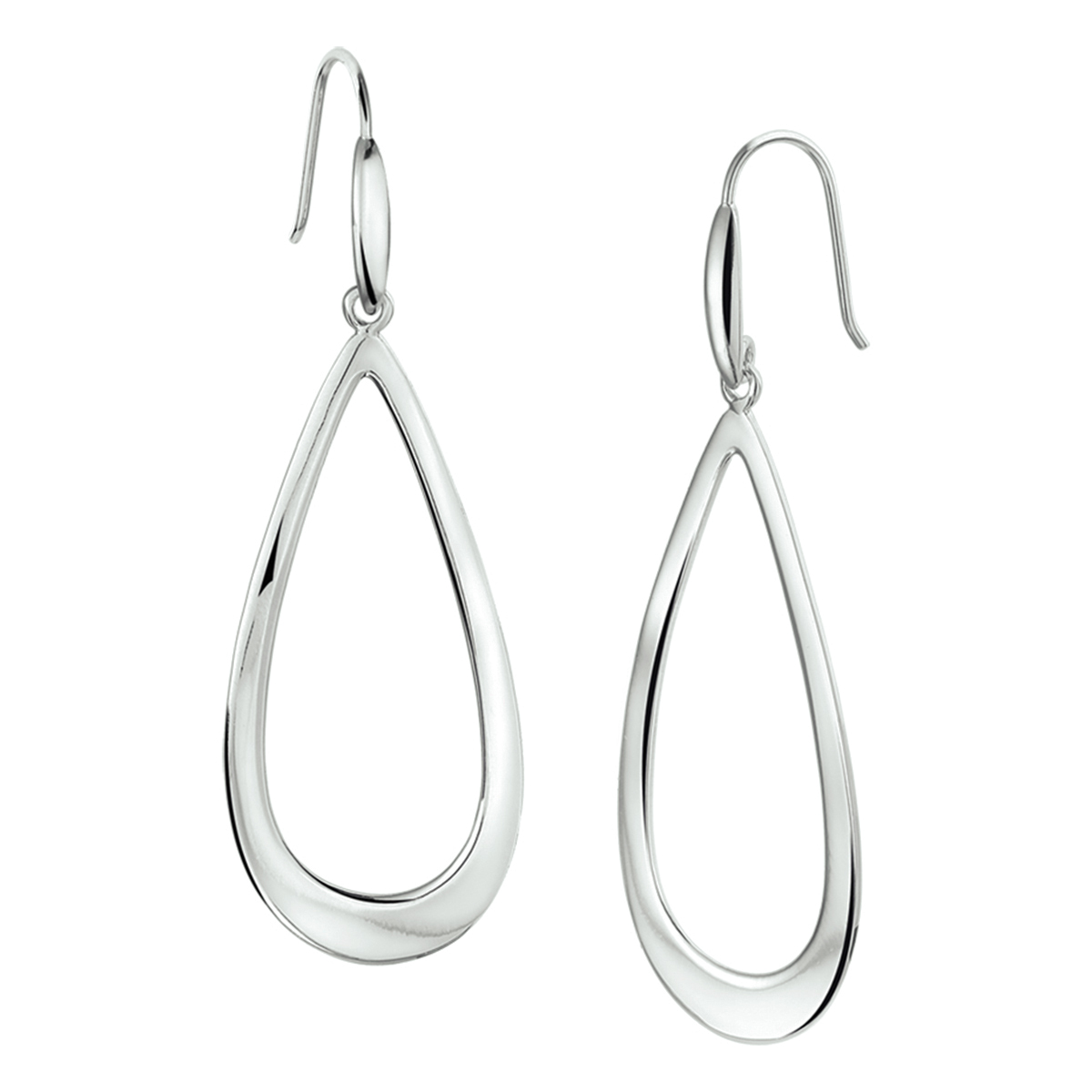 zilveren oorhangers, open druppel XL