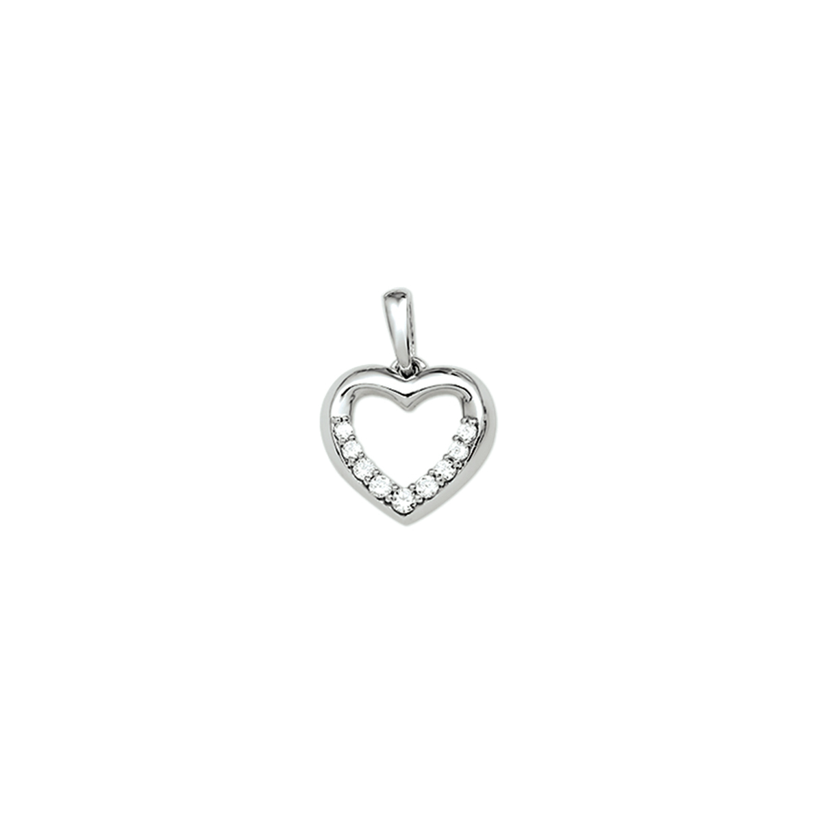 De Zilveren Hanger hart zirkonia is een elegante charm, rhodium plated voor een glanzend effect. Met afmetingen van 11.5mm hoog en 12mm breed straalt het een zilverkleurige schoonheid uit. Perfect te dragen aan een ketting of armband voor een verfijnde uitstraling bij elke gelegenheid.