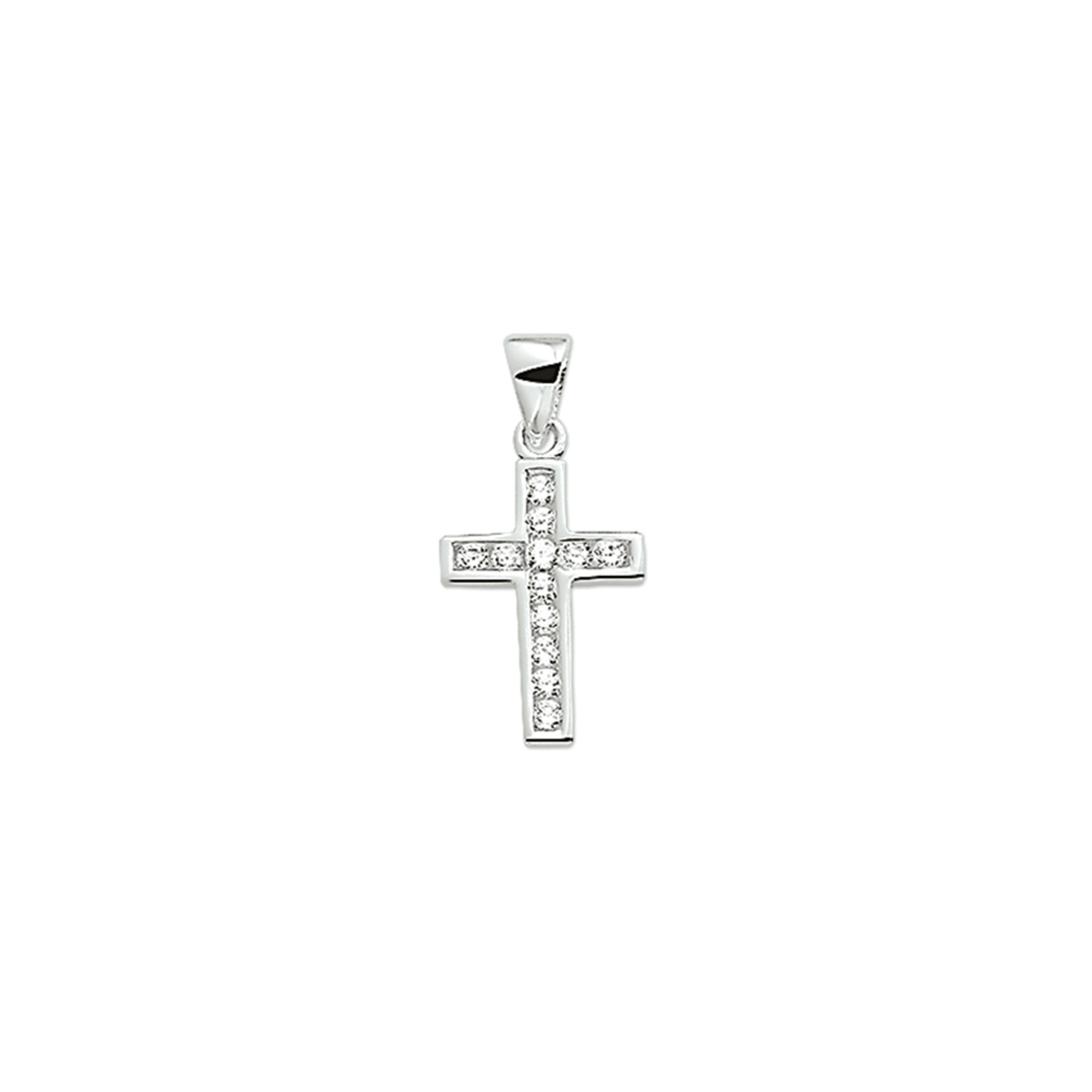 Ontdek de elegante Hanger kruis zirkonia. Deze charm is gemaakt van rhodium verguld materiaal. Met zijn glanzende afwerking straalt hij in zilverkleur. Versierd met briljantgeslepen transparante zirkonia. Perfect om te dragen aan een delicate ketting voor een verfijnde look.