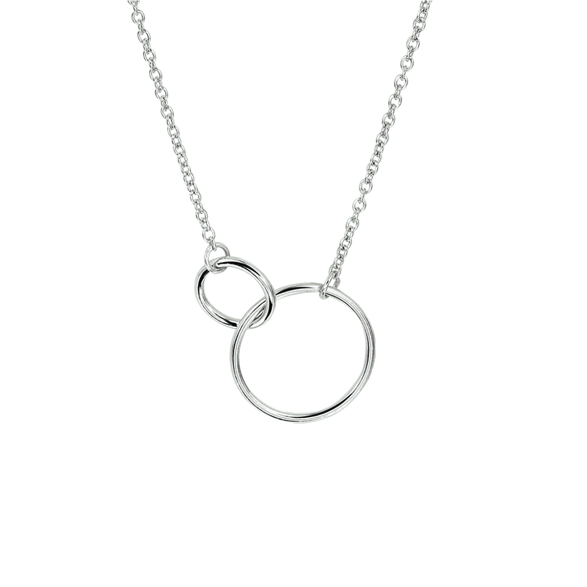 zilveren collier, 2 open rondjes