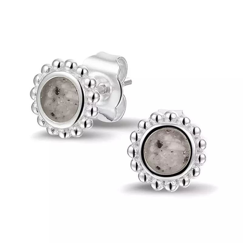See You Gedenksieraden - Zilveren oorknoppen met parelrand - 303-SE