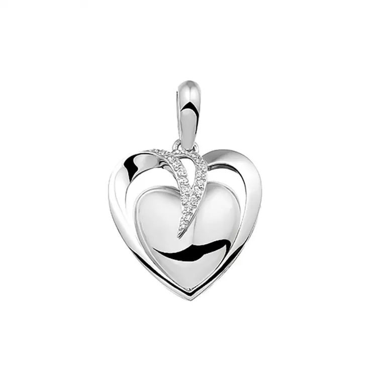 See You Gedenksieraden - Zilveren as-hanger hart, bezet met zirconia's - 110-S
