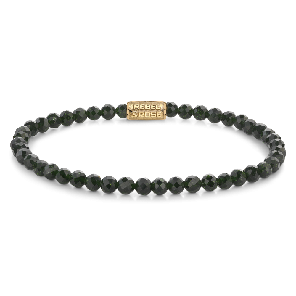 Armband van het merk Rebel & Rose. De armband heeft een hoogwaardige elastische stretch koord, met 4mm van Natural Green Sandstone.