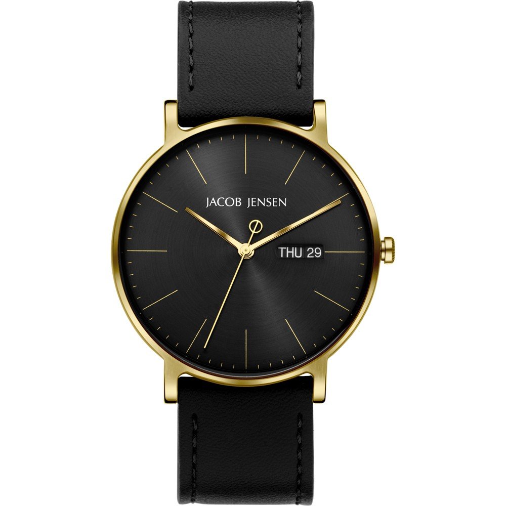 De Jacob Jensen Timeless Nordic JJ165 is een eigentijds aluminium horloge met een zwarte polsband en een diameter van 40 mm. Het is waterbestendig tot niveau 5 en heeft een datumaanduiding. Dit stijlvolle polshorloge combineert elegantie en functionaliteit en past perfect bij formele en casual outfits. Draag het om je pols voor een verfijnde look.