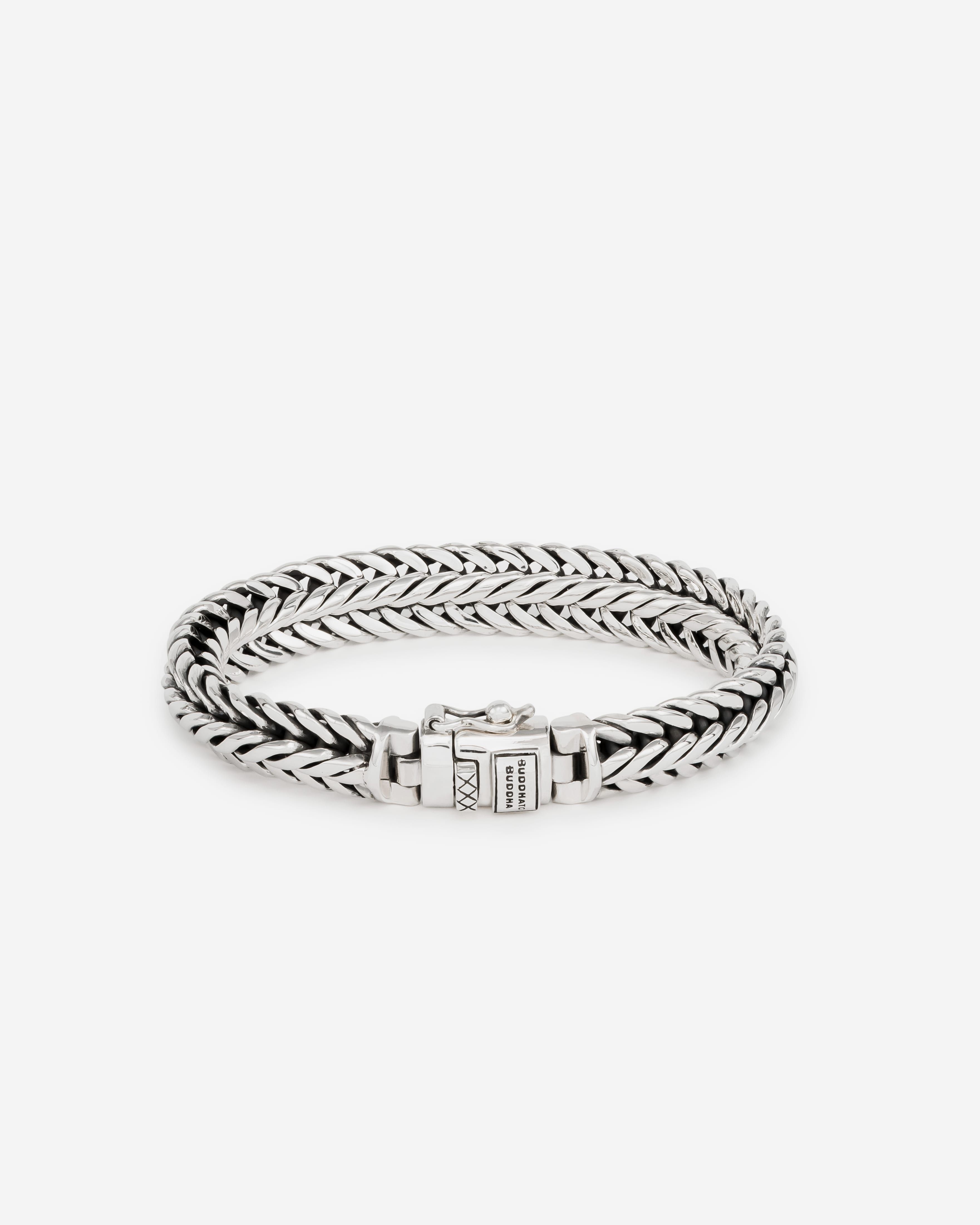 Buddha To Buddha  925 sterling massief zilveren vierkant gevlochten fantasie schakelarmband.  Model - 065- Nurul -F