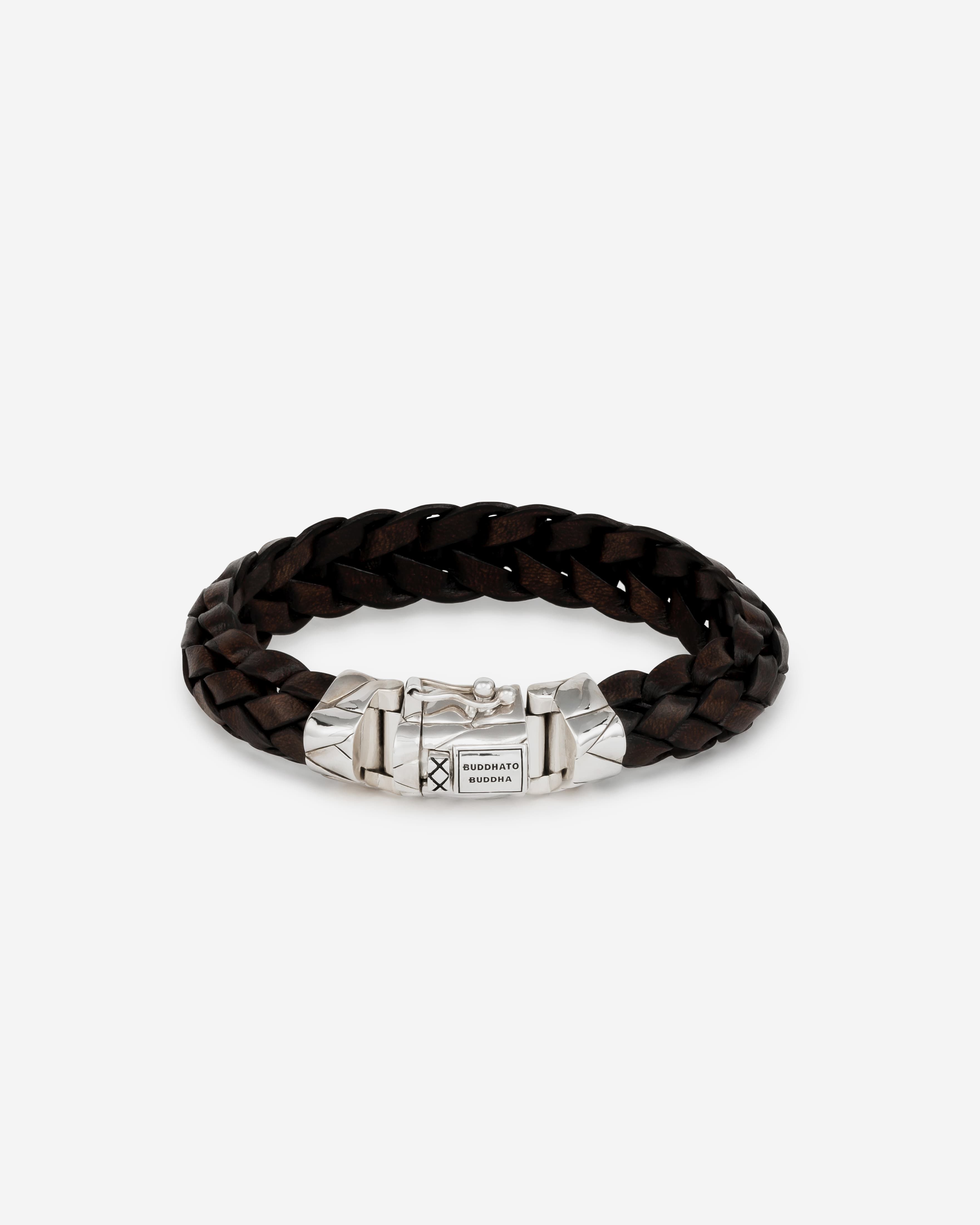 Buddha To Buddha armband leer en zilver