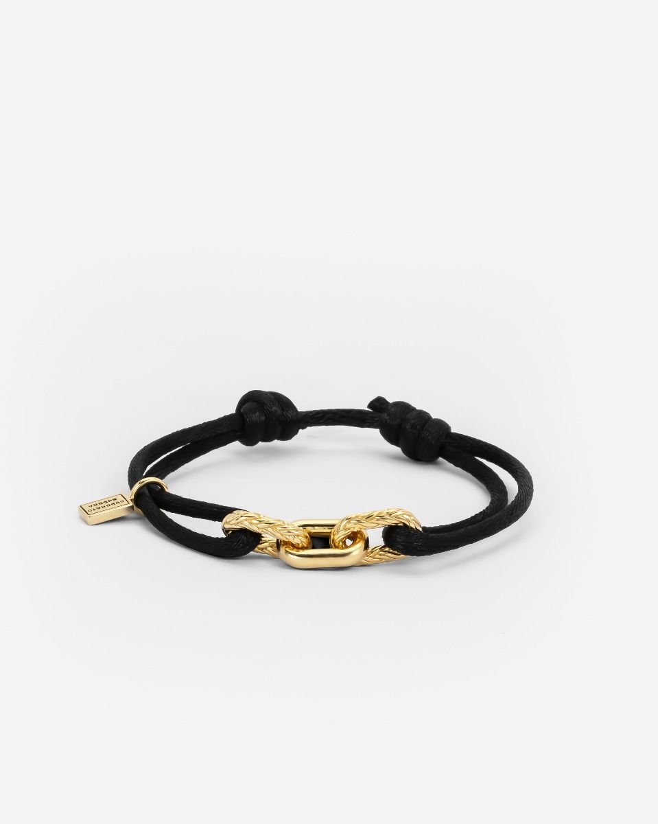133BL GV M � Katja Cord Armband Goud Vermeil Zwart�