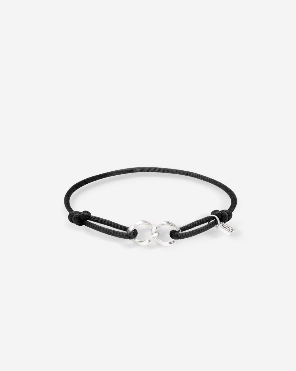 Buddha to Buddha zilveren koordarmband Chain XS Black 135BL maat M