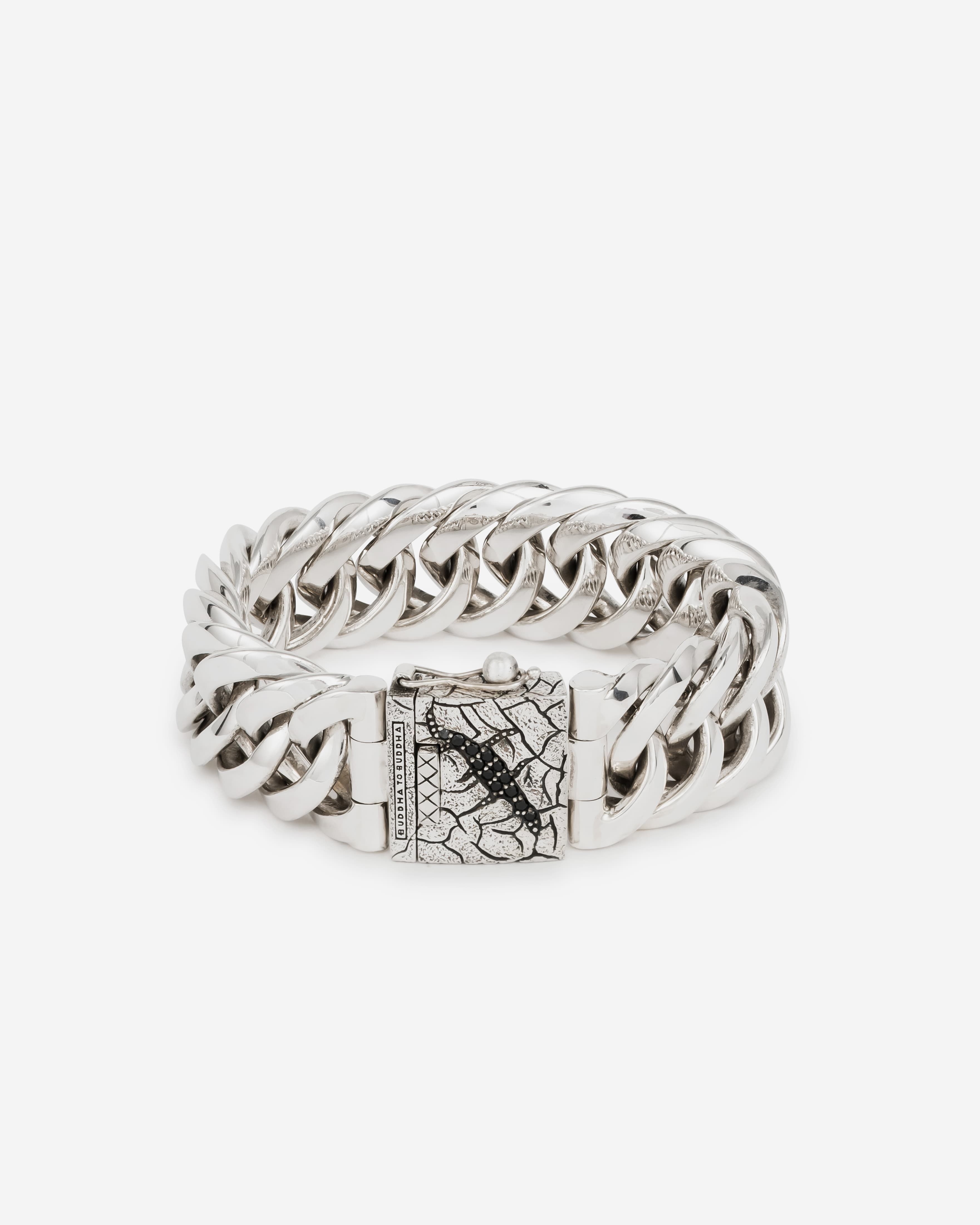 BUDDHA TO BUDDHA 156 E+ - Chain Big Black Spinel Limited Bracelet Silver