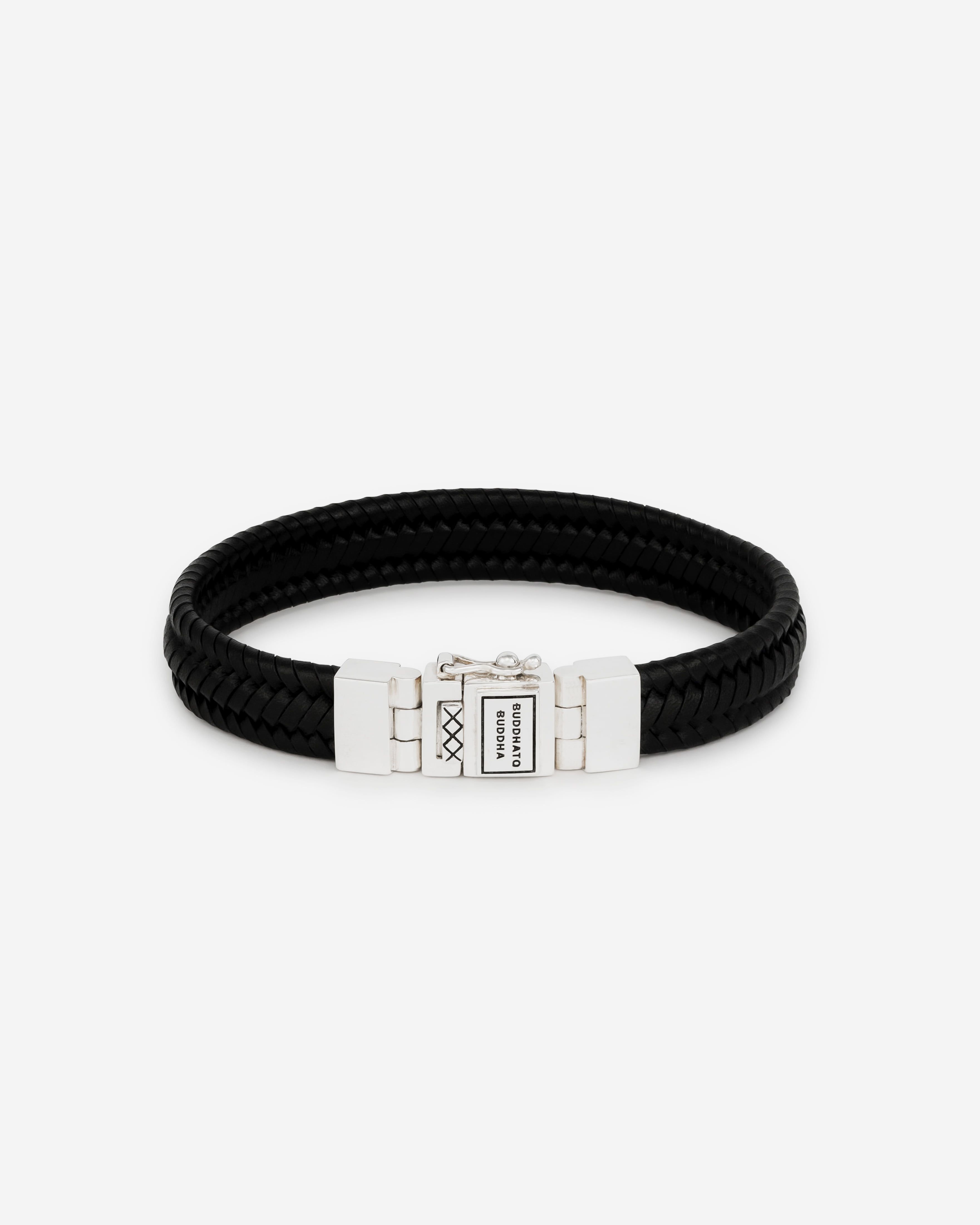 Buddha to Buddha 181BL F - Edwin Small Leather Bracelet Black