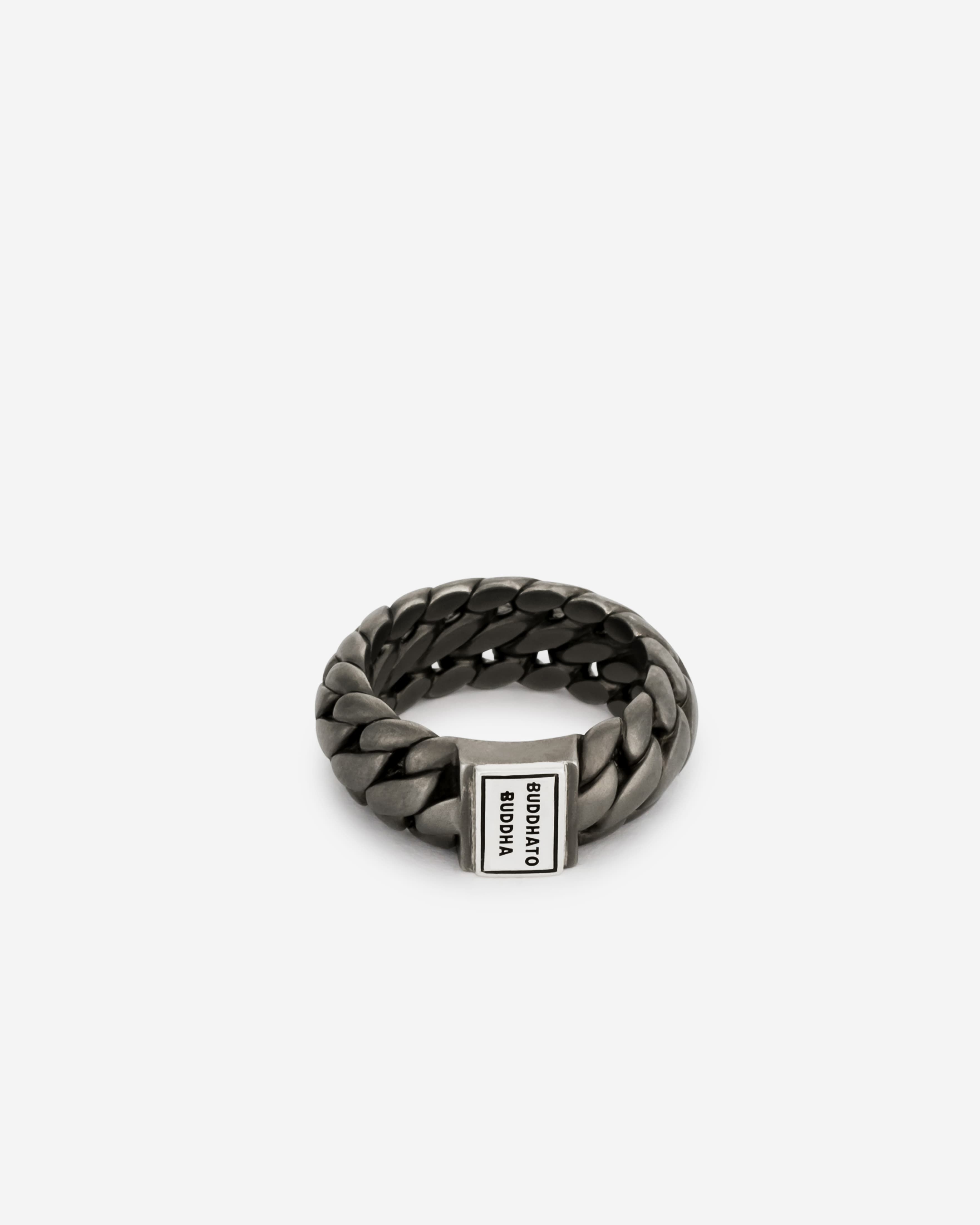542BRS 19 - BEN SMALL RING ZWART RHODIUM ZILVER