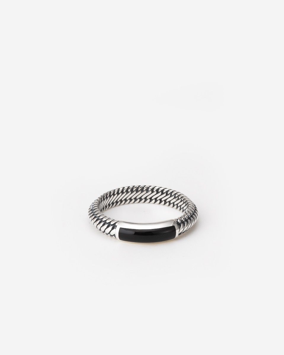 613ON 20 - Ben Mini Gemstone Ring Zilver Onyx