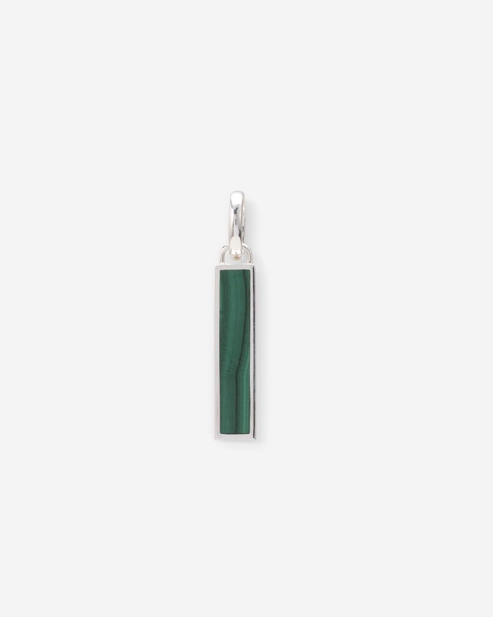 678MA one - Ben Mini Gemstone Hanger Zilver Malachite