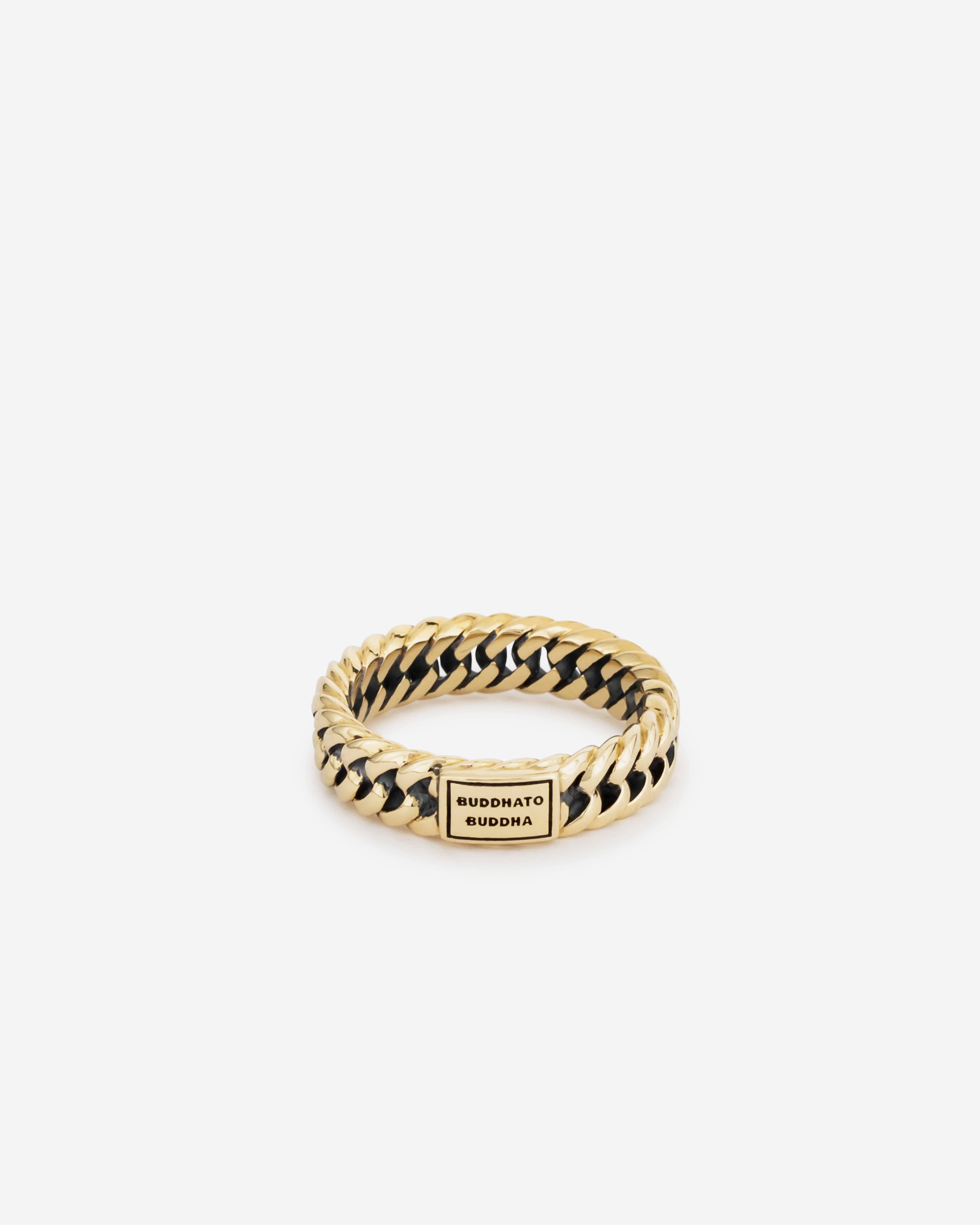Ge�nspireerd door de chain - een iconische buddha to buddha collectie %u2013 is de chain ring verfijnd en vervaardigd in 14k puur goud. handgemaakt door goudsmeden en gevormd tot een bijzonder sieraad voor dames. deze ring valt in de categorie smalle ringen.