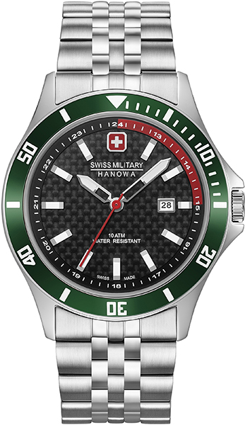 Zilveren kleurig horloge band zwarte wijzerplaat