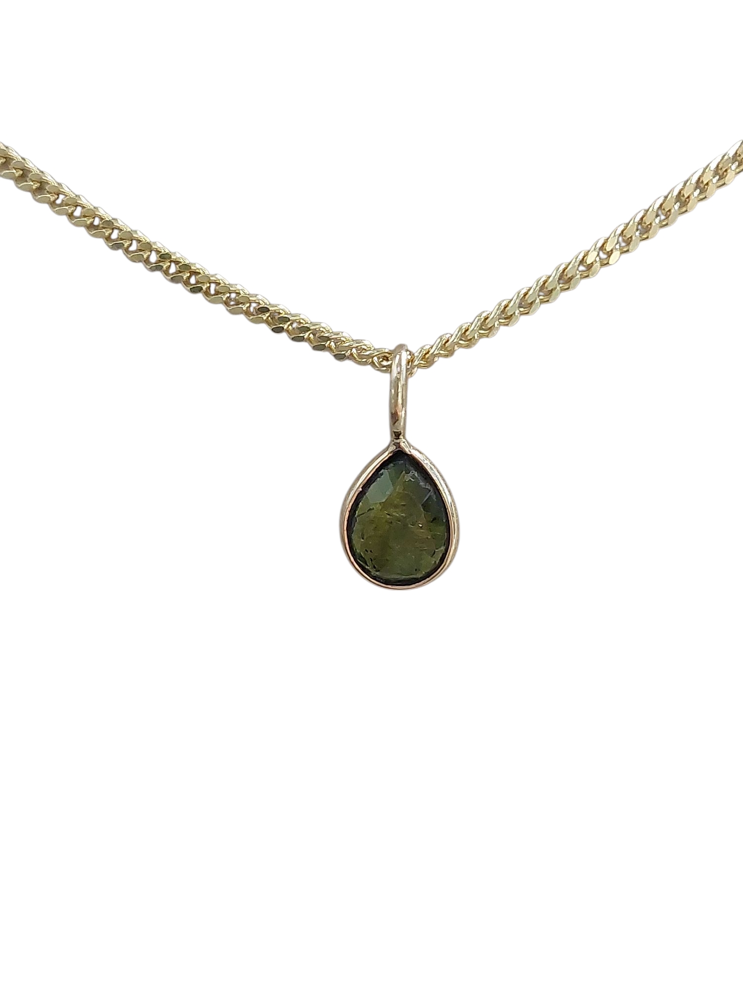 14kt gouden hanger met groene toermalijn