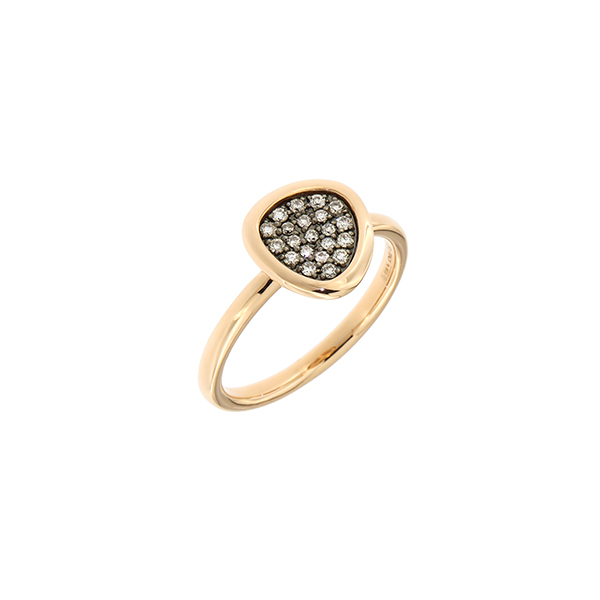 Geelgouden DROP ring, Peroni & Parisi met bruine diamant