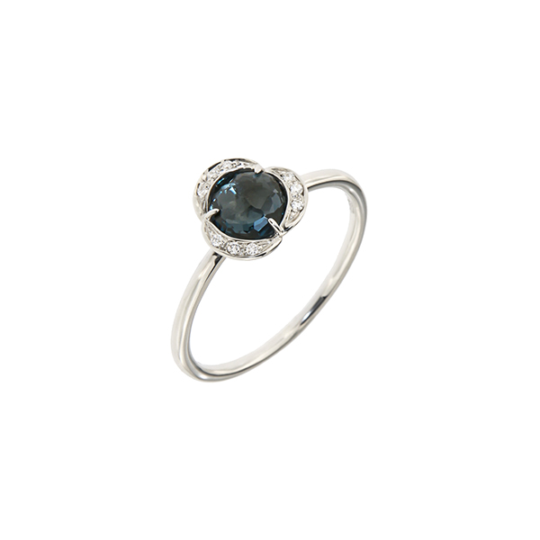 Witgoud FLEUR ring, Peroni & Parisi met blauwe topaas