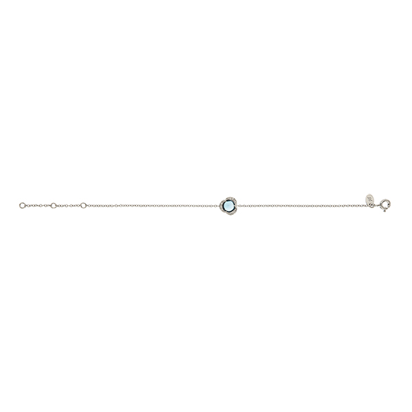 Witgouden FLEUR armband Peroni & Parisi met blauw topaas en diamant