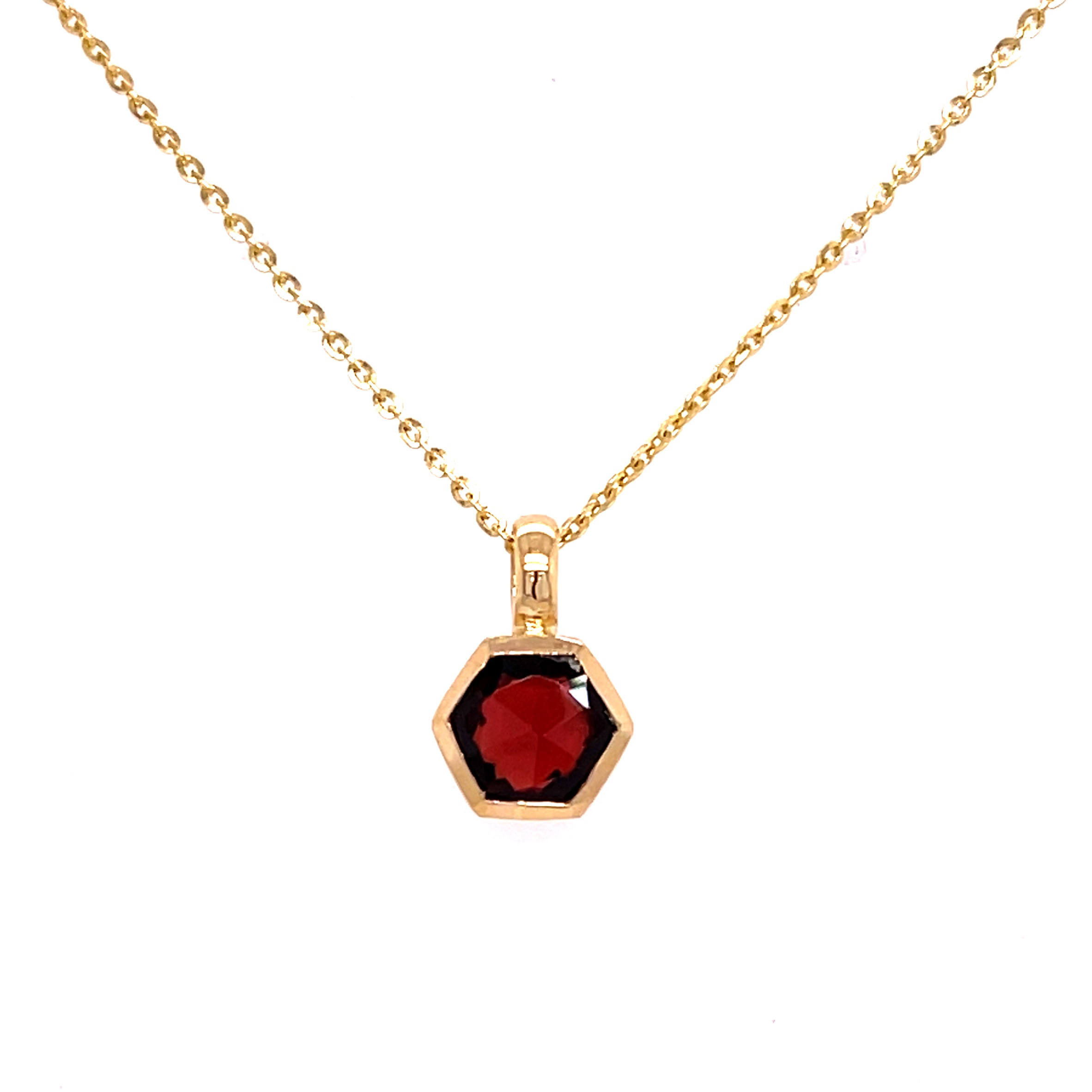 gouden hanger granaat 6 kant 
excl. collier