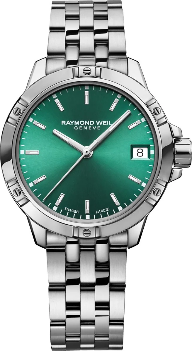 Dit is een horloge van het merk Raymond Weil gemaakt voor dames.
De specificaties zijn als volgt:
Kastmaat: 30 mm
Kastdikte: 7,35 mm
Waterdichtheid: 10 ATM / 100 Meter / 330 Feet
Dit horloge heeft de volgende functies/eigenschappen:
Datumaanduiding