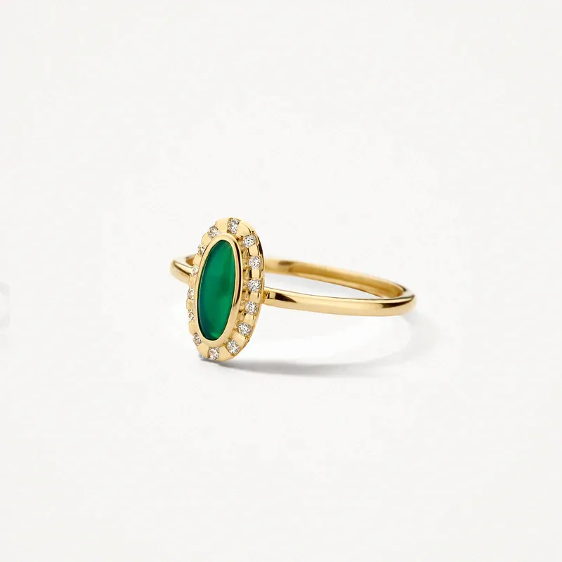 Blush Ring 14k geelgoud met zirkonia en Agaat 1266YRA
