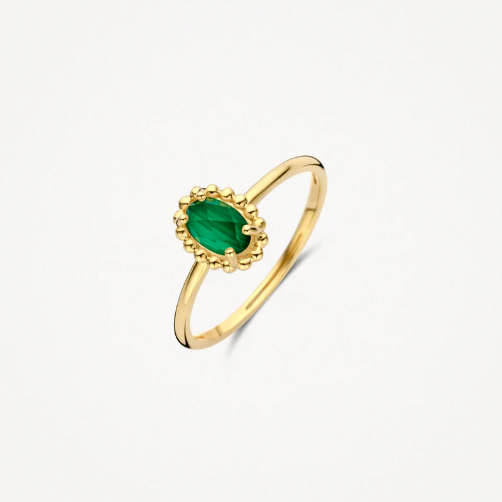 14k gouden ring met malachiet en bergkristal