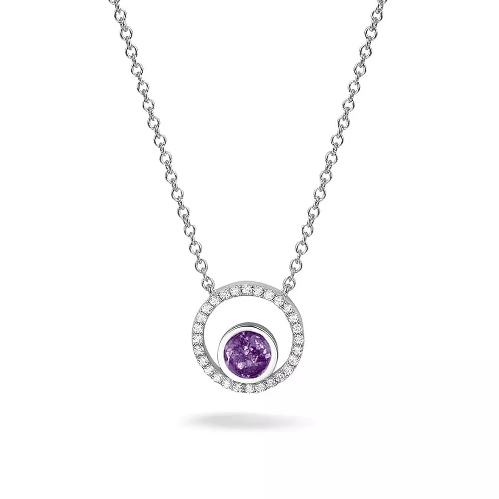 See You Gedenksieraden - Zilveren memoral collier bezet met zirconia's, as-sieraad - 601-S